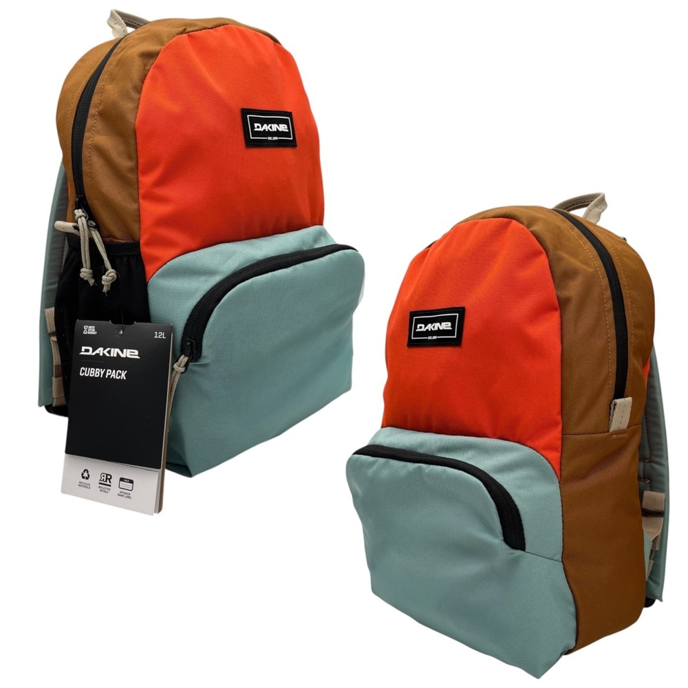 Dakine Cubby Pack 12L Kids Backpack Pumpkin Patch Orange Brown Teal Size 13x9x5"